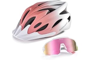 Odoland Casco de Bicicleta Flash con Gafas de Ciclismo - Casco de Ciclismo para Adultos para Bicicletas de Carretera Mountain Bike - Casco de Ciclismo Ligero y Ajustable para Hombres y Mujeres