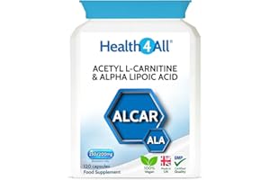 Health4All Acetyl L-Carnitine 250mg & Alpha Lipoic Acid 200mg 120 Capsules, Vegan ALCAR & ALA Supplement for Brain Health, Memory, Focus and Mental Clarity | Made in UK