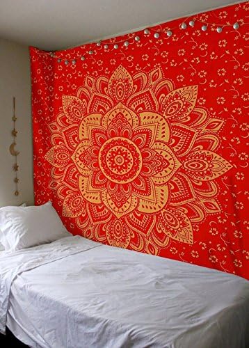 Mandala Tapestry Wall Hanging,Wall Tapestry Bohemian Tapestry Indian Traditional Hippie Tapestry,Flower Psychedelic Wall Tapestry Indian Wall Decor(M-51.2"×59.1", SG323)