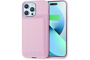HETP Akku Hülle für iPhone 12 Pro Max/13 Pro Max/14 Pro Max/14 Plus, [8600 mAh] Wiederaufladbar Batterie Ladehülle Akku, Tragbares Batterieladegerät Hülle Leistungsstarke Power Bank für iPhone-Rosa