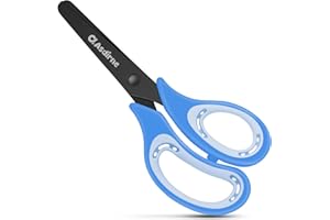 Asdirne Kinderschere, Sicherheitsschere, Bastelschere mit stumpfer Spitze, Edelstahl-Klingen und weichem Griff, ideal für Zuhause und Schule, Blau, 13,5 cm