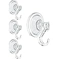WOVTE Suction Hooks, 4 Packs Powerful Push and Lock Vacuum Multi-Purpose Suction Hanger Heavy Duty Max Holding 3KG for Bathroom,Kitchen Hanging Suction