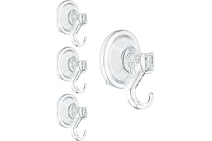 WOVTE Suction Hooks, 4 Packs Powerful Push and Lock Vacuum Multi-Purpose Suction Hanger Heavy Duty Max Holding 3KG for Bathroom,Kitchen Hanging Suction