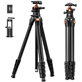 K&F CONCEPT 73"/187cm Compact Travel Tripod for DSLR Camera and Phone | with Phone Clip, Bluetooth, Compatible with Canon/Son