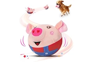 BomKra Active Moving Pet Plush Toy,Interactive Dog Toys,Talking Moving Dog Toy,Washable Cartoon Pig Sound Bouncing Dog Toy,Shake Bounce Boredom Toys for Dogs,Cats,Small and Medium Dogs (A)