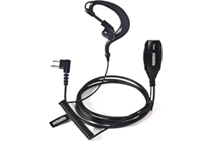 HYSHIKRA Auriculares en Forma de G de 2 Pines con micrófono Big PTT, compatibles con Motorola DP1400 CP040 GP300 GP88 de Radio bidireccional para guardaespaldas de Seguridad