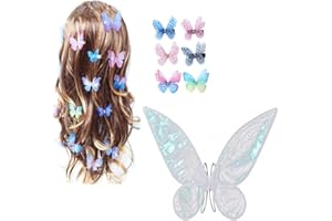 Aunaeyw Light Up Fairy Wings für Mädchen Frauen Sparkly Sheer Elf Angel Wings Dress Up Halloween Cospaly Schmetterling Fariy Wings Kostüm