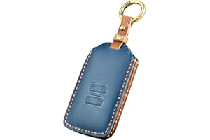 OFF WE GO Cover Chiave per Renault Guscio Chiave Telecomando Auto in Pelle Custodia Chiavi con Portachiavi Copertina Chiave Macchina per Clio Espace 5 Kadjar Dacia Duster Megane, Blu