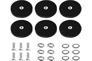 PIWOSGOL Neodym Magnete Gummiert Ø 43mm, 6 Stück Magnet mit M6 Gewinde, Gummierte Magnete Stark 10 KG Haftkraft, Magnetischer Montagesockel für Fahrzeuge Lampen