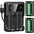 Batteria per controller Xbox One/Serie X&S, 2 pacchi batteria da 2600mAh Ricaricabile con stazione di ricarica per controller