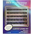 Tepengdie False Lashes Individual Eyelashes Root Cluster with Lash Glue Lash Clusters Mix Kit (70 Clusters)