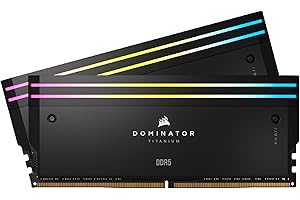 CORSAIR Dominator Titanium RGB DDR5 RAM 64GB (2x32GB) DDR5 6000MHz CL30 Intel XMP Mémoire Informatique Compatible iCUE - Noir (CMP64GX5M2B6000C30)