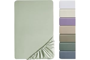 ‎SOULFUL SOULFUL Satin Spannbettlaken 180x200cm Baumwolle, 100% Langstapelige Baumwolle Bettlaken Spannbettlaken bis 25cm Matratzenhöhe für Allergiker Geeignet, Oeko-Tex Zertifiziert-SalbeiGrün