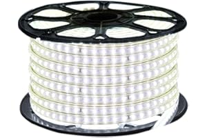 XUNATA Bianco Strisce LED con Interruttore e Alimentatore 220V, 3014 120LED/m, IP65 Impermeabile, Flessibile Striscia a LED per Scaletta Tetto Cavi da Cucina Decorazione- 25m