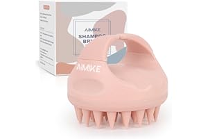 AIMIKE Massaggiatore Cuoio Capelluto, Spazzola Shampoo Cuoio Capelluto in Silicone per Riduce la Forfora, Spazzola cuoio capelluto per la Crescita dei Capell, Bagnati Asciutti Spazzola Capelli, Rosa