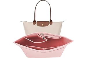 Ziyonix Organiseur de Sac en Feutre, Insert en Feutre avec Multiples Poches pour Longchamp, Organiseur de Sac Fourre-tout, Sacs à Main Organiseurs pour Téléphone Clés (Rose, L)