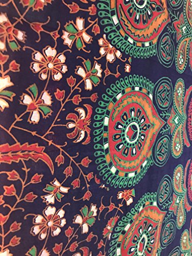 blue orange Color Theme Mandala Wall Tapestriy,peacock tapestry, Psychedelic Indian Tapestry Bedding, Bohemian Wall Hanging, Floral Print queen Bed Cover,hippy tapestry by raajsee(220*240cms) - 4