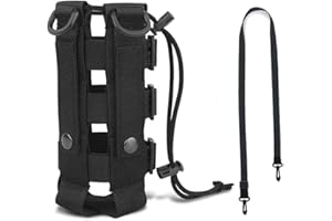 UYUYong Poche de Bouteille d'eau Tactique Ajustable Poches pour Sac à Dos Porte-Bouteille Molle Sac d'eau en Nylon Noir avec Sangle pour l'extérieur Marche Camping -0,5 L - 2,5 L