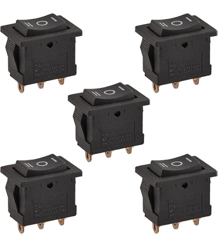 Interrupteur Bouton-poussoir DP3T ON-OFF-ON - 15 A/250 V - 3 Positions, 6 Connecteurs - Ouverture 31 X 22,3 Mm