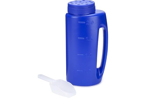 Katai – Épandeur à Main 2L Bleu avec Bec Réglable – Semoir Manuel pour Graines, Engrais, Sel de Déneigement ou Granulés – avec Pelle Incluse