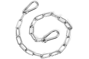 TEARMIER Gate Chain Lock for Outdoor Fence, 20in Stainless Steel Link Chain Lock with Both-Ended Carabiners, Chain Link Gate Latches for Pet Cages, Outdoor Fences, Horse Goat Cow Corral Supplies (Silver)