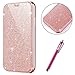 Produktbild iPhone 8 Plus Hülle, Hpory Glitzer Bling Diamant Strass Handyhüllen Leder PU Klapphülle Kartenfächer mit Standfunktion Cover Case Tasche Schutzhülle für iPhone 7/8 Plus + 1 x Hpory Stylus-(Roségold)