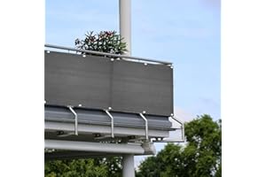 miuline Balcony Privacy Screen 0.9x5M With 10 Ties Balcony Safety Protection Cover Ventilated Weatherproof Balcony Net 1 MM Aperture Grey