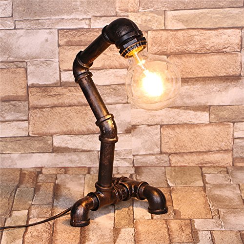 Preisvergleich Produktbild faltbar Schreibtischlampe &Retro Tischlampe& Arbeitsleuchte Tischleuchte&LED Schreibtischlampe&Holz Tischleuchten&Lampenschirme für Tischlampen&Stativ-Tischleuchte Vintage industrielle Eisenrohre Tischleuchte (170x170x380mm)