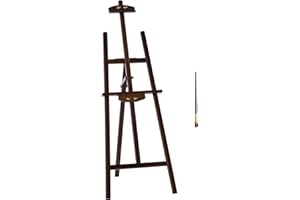 HOMCOM Cavalletto Pittura, 135 cm Cavalletto Treppiede per Dipingere su Tela, Cavalletto in Legno di Pino Regolabile, Portatile e Pieghevole con Pennello per Studio, Artisti e Pittori, Caffè