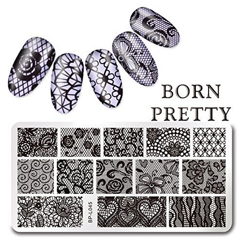 Born Pretty 12x6cm Lace Nail Art Stamping Plate Flower Image Plate BP-L045