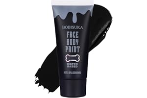 BOBISUKA Pittura per Viso Nero Lavabile, Sicuro Body Painting Colori per Trucco Halloween, Mardi Gras, Baby Belly Paint, Trucco da Party