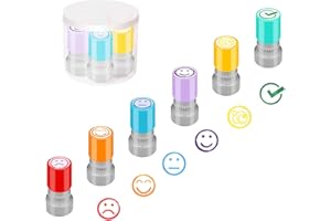 Hmseng 6Stück Stempel Lehrer Selbstfärbender,Motivationsstempel Lehrerstempel, Lehrerstempel Englisch für Kinder, Bildung, Lehrer, Überprüfung-Design1
