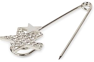 styleBREAKER Broche décorative pour poncho, tissu, châle, application en forme d'étoile ornée de strass, épingle à nourrice, bijou, femme 05050021