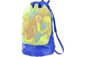 WEGLOK Bolsa de Malla para Juguetes de Playa,1 Pieza,Bolsa Plegable de Malla Playa,Mochila de Plegable con Cordón,para Fiestas de Playa de Verano,vacaciones familiares, viajes a la playa, juguetes