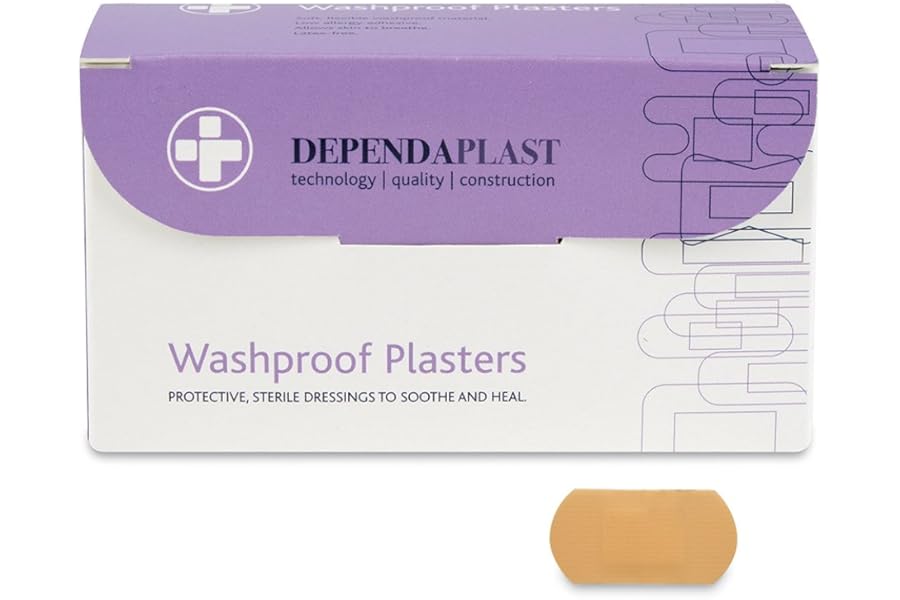 Dependaplast Washproof Plasters 4cm x 2cm - Flexible PU Plastic Film, Secure Adhesive, Breathable, Waterproof - Box of 100