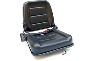 ECUTEE Adjustable Tractor Seat Universal Forklift Seat, Waterproof Excavator Tractor Forklift PU Leather Seat with Retractable Seat Belt and Sliding Track