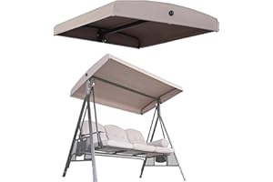 DFANCE Swing Canopy Replacement Cover,2 3 Seater Outdoor Porch Swing Canopy,Waterproof Replacement Canopy Top Cover for Garden Swing Chair Patio Hammock(Size:3 Seater:198×125cm/79×49in)