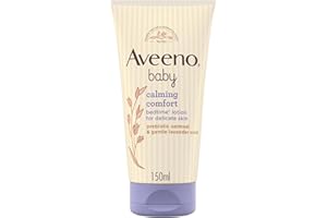 Aveeno Baby Calming Comfort Bedtime Lotion (1 x 150ml), Calming Lavender Scent & Prebiotic Oatmeal Baby Lotion, Gentle Formula, Hydrates and Helps Protect Delicate Skin, Moisturises Skin for 24 Hours