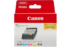 Canon PGI-570 / CLI-571 oryginalne wkłady atramentowe, 5 sztuk (2 x czarny, cyjan, magenta, żółty) - kartonowe opakowanie zbiorcze