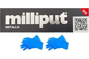 CREATIVE CRAFTERS Milliput Epoxy Putty, Metallic - 2 Part Epoxy Putty Sculpting Clay for Modeling, Repairs, and DIY Projects - 113.4g Pack, Complete with Gloves