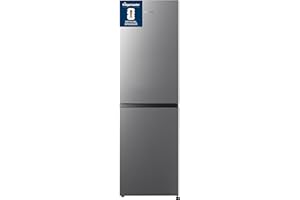 Fridgemaster MC55240ES 55cm Freestanding 252L 50/50 Fridge Freezer - LED Lighting, Silver - E Rated, H174.3 x W55.4 x D55.8 (cm)