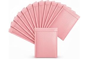 Chovbe 30 Pcs Padded Envelopes, Pink Bubble Mailers 13x18cm Outer Size, Self-Seal Poly for Packaging, Gifts, Shipping & Mailing