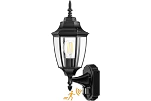 Lamomo Motion Sensor Lights Outdoor, Black Security Wall Light, Waterproof Aluminum Outside Light with Smart PIR Sensor for Backyard, Garden, Doorway, Garage