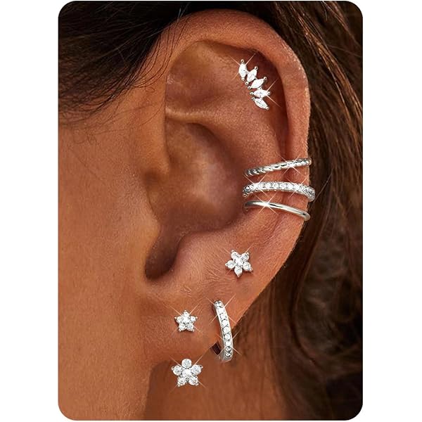 Orecchini A Cerchio Huggie Con Libellula In Argento 925 E Zirconi - Non Forati, 1 Pezzo