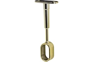 Gedotec Montage plafond | Support de tube d'armoire garde-robe ovale | Fixation de tringle à vêtements 30 x 15 mm | Réglable hauteur Laiton poli | Support de barre | 1 pièce