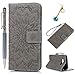 Produktbild Samsung Galaxy S8 Hülle,Leder Flip Wallet Cover in Book Style Stand Case Card Slot Leder Tasche Case Karteneinschub und Magnetverschluß Kratzfestes und Schmutzunempfindliches in Grau Sonnenblume für Samsung Galaxy S8 + Stylus Stift +Staubstecker