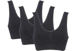 Genie Bra 3-Pack Seamless Sports Bra Wirefree Yoga Bra with Removable Pads for Women S-5XL
