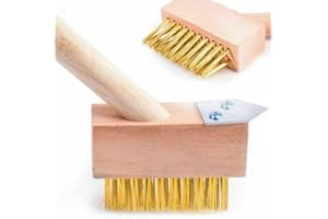 KAKKI Weed Brush For Cleaning Block Paving Patios Cleaner Brush UNEXTENDABLE Handle Wire Bristles & Scraper For Cleaning Grout Removing Weeds Moss And Build Up Unique Size 38CM