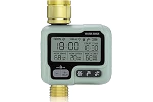 Johgee Water Timer with Brass Inlet & Outlet, Watering Computer, Control Irrigation System for Garden Lawn, Automatic Irrigation, Rain Delay, Manual Control and Child Lock