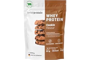 ‎BETTERPROTEIN Whey Protein - Cookies & Cream 1 kg - Produziert in Deutschland aus regionaler Milch - Eiweißpulver zum Muskelaufbau und Abnehmen - Beutel - betterprotein ® -